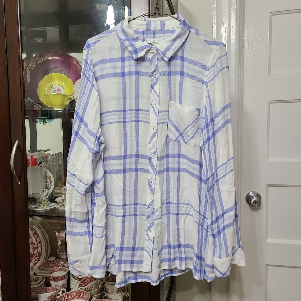 BLL New York Women's Leigh Button Down Shirt Size 1X NWT Plaid Casual Comfort